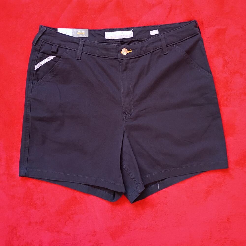 NWT Ariat Rebar PR Made Tough Work Shorts DuraStretch Women Sz 34R Black Chino